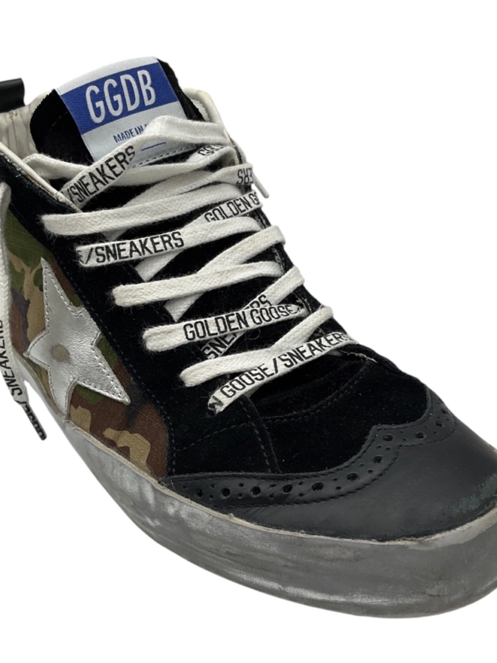 Golden Goose Deluxe Brand Green / Black Multi Camo Midstar Sneakers with Wingti